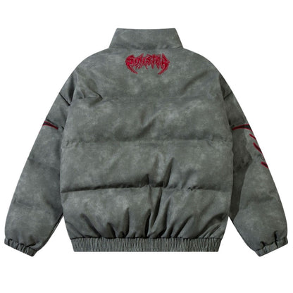 Thorn Embroidered Letter Padded Jacket - Thrashink