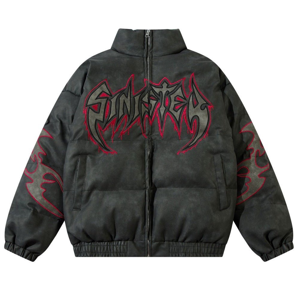 Thorn Embroidered Letter Padded Jacket - Thrashink