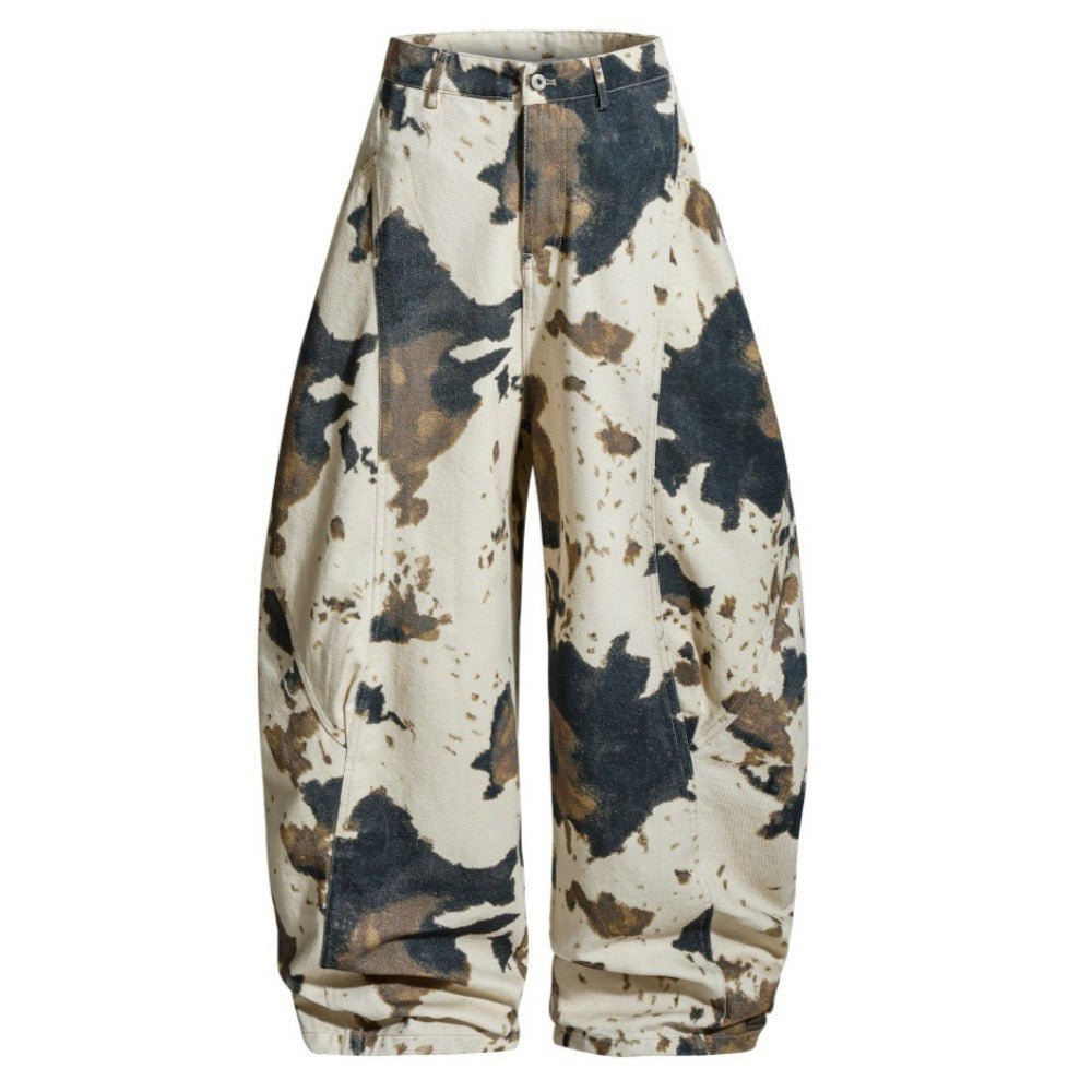 Tie - dye Cow Camouflage Wide - leg Pants - Thrashink