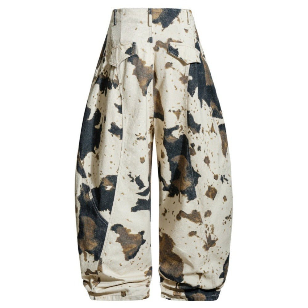 Tie - dye Cow Camouflage Wide - leg Pants - Thrashink
