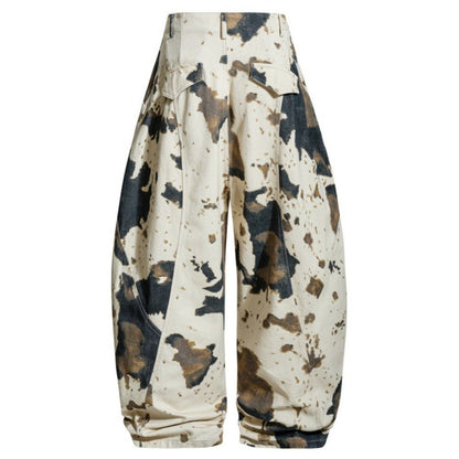 Tie - dye Cow Camouflage Wide - leg Pants - Thrashink