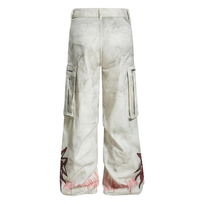 Tie - Dye Wide Leg Cargo Pants - Thrashink