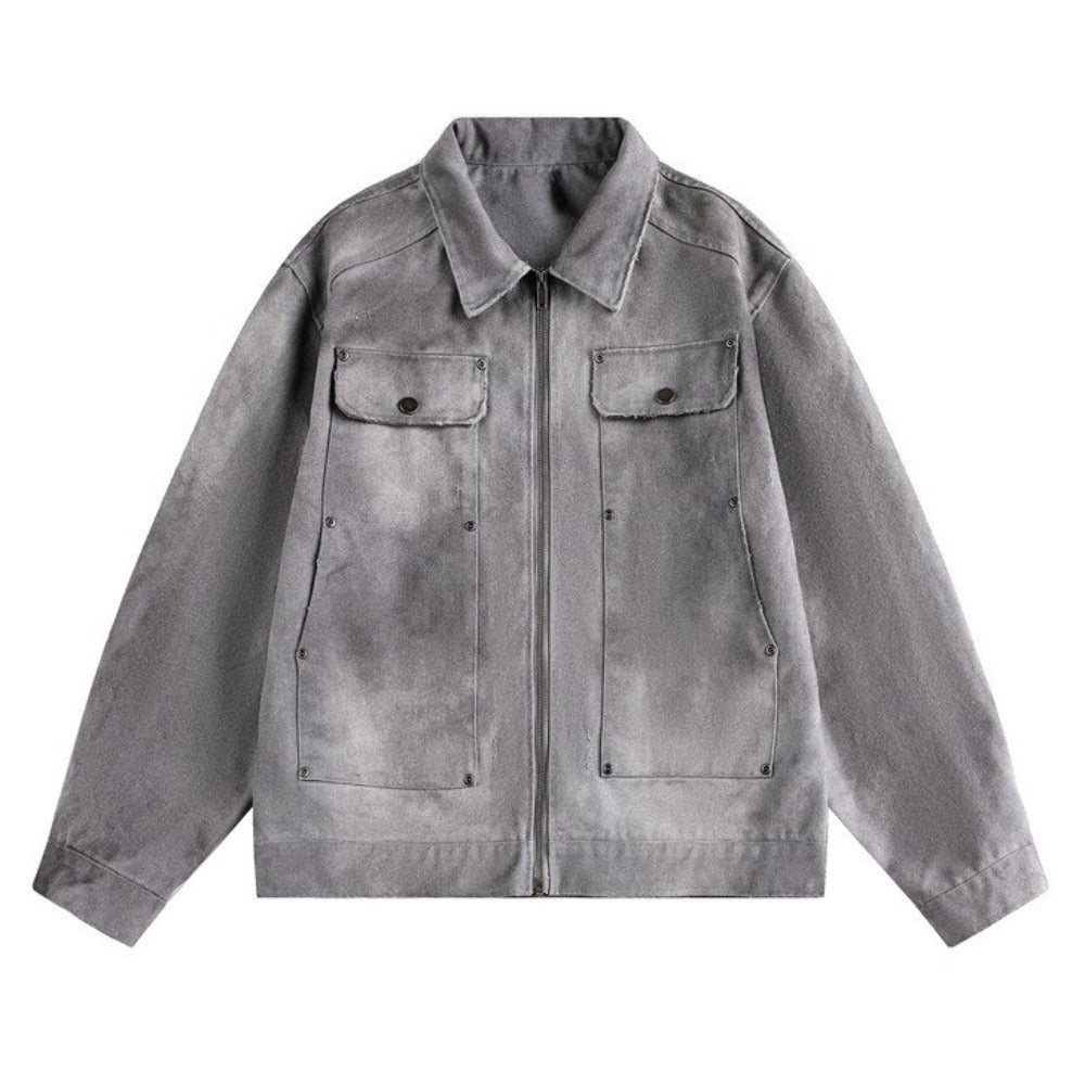 Tie - dyed Pocket Decoration Chore Jacket - Thrashink