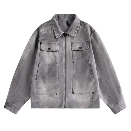 Tie - dyed Pocket Decoration Chore Jacket - Thrashink