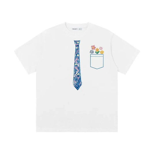 Tie Printed Cotton T-Shirt - Thrashink