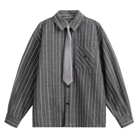 Tie Striped Casual Shirt - Thrashink
