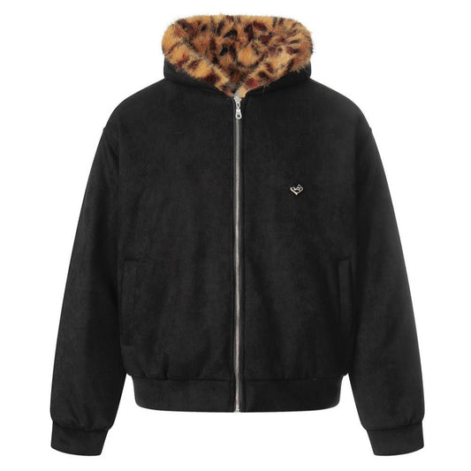 Tiger - print Faux Fur - lined Hooded Zip - up Jacket - Thrashink