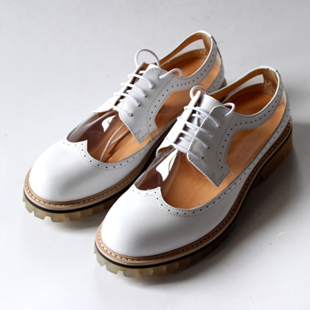 Transparent Cowhide Brogues - Thrashink