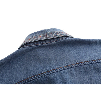 Tropical Embroidered Denim Shirt - Thrashink
