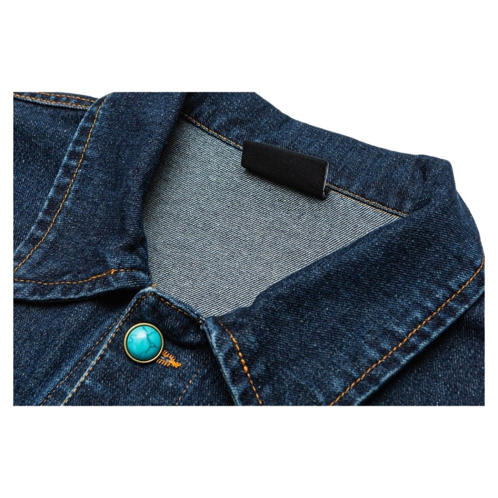 Turquoise Button Denim Jacket - Thrashink