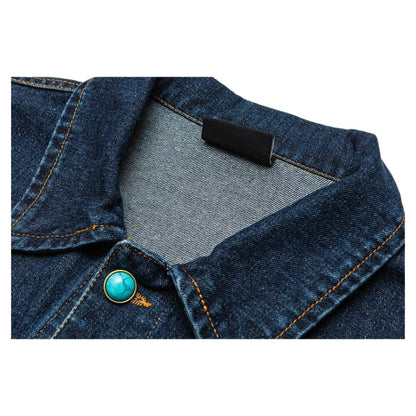Turquoise Button Denim Jacket - Thrashink