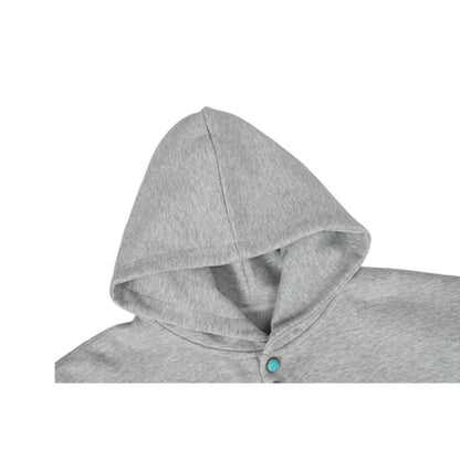 Turquoise Button Detail Hoodie - Thrashink