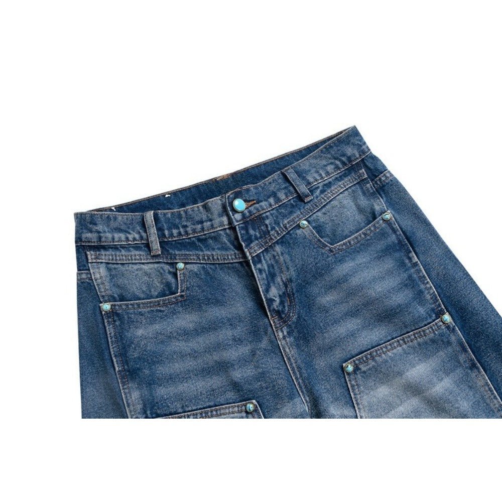 Turquoise Cargo Jeans - Thrashink