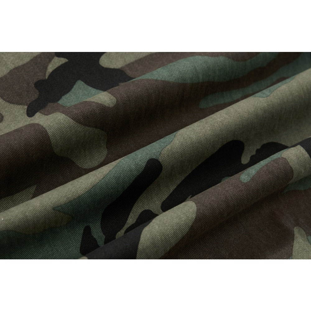 Turquoise Green Button Camouflage Cargo Pants - Thrashink