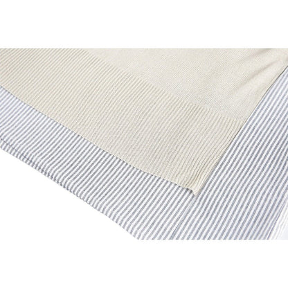 V - Neck Knit Vest Layered Striped Shirt - Thrashink