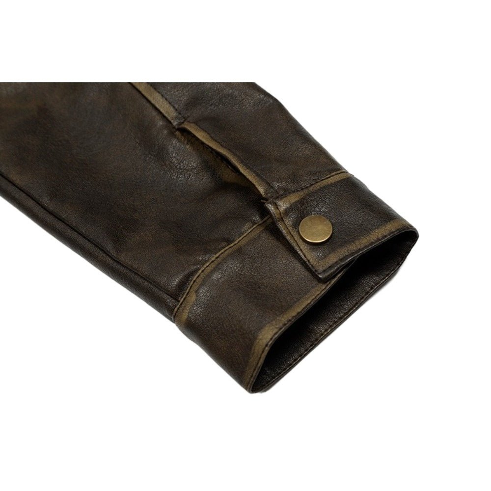 Vintage Cropped Leather Jacket - Thrashink