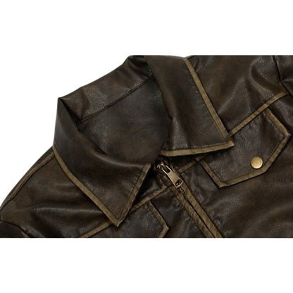 Vintage Cropped Leather Jacket - Thrashink