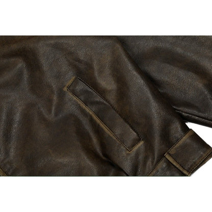 Vintage Cropped Leather Jacket - Thrashink