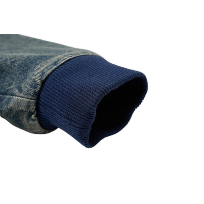 Vintage Denim Faux Fur Hooded Padded Jacket - Thrashink