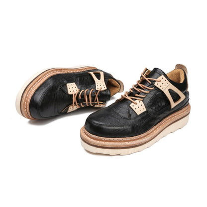 Vintage Distressed Cowhide Casual Sneakers - Thrashink