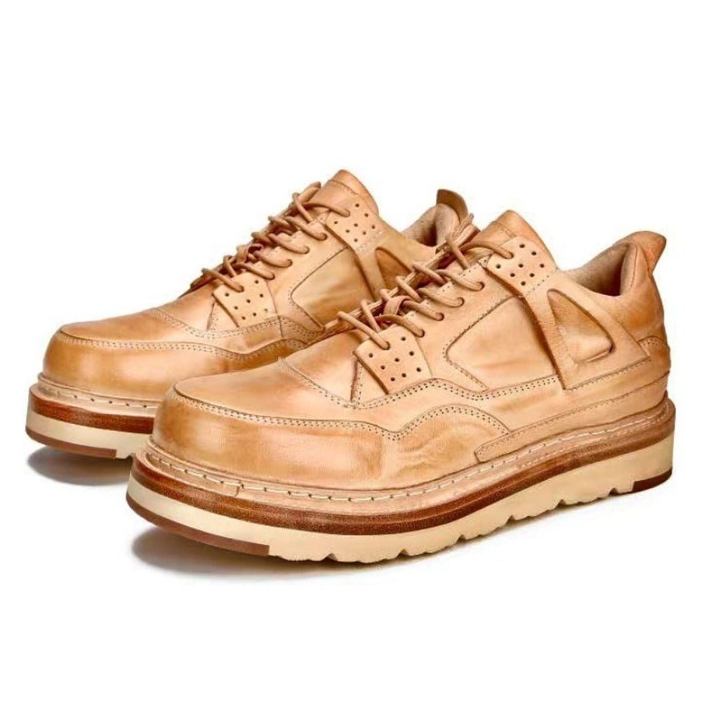 Vintage Distressed Cowhide Casual Sneakers - Thrashink