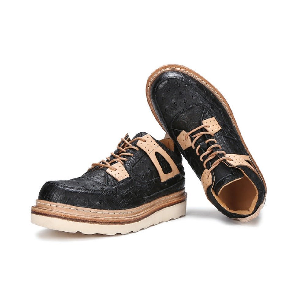 Vintage Distressed Cowhide Casual Sneakers - Thrashink