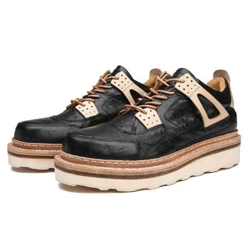 Vintage Distressed Cowhide Casual Sneakers - Thrashink