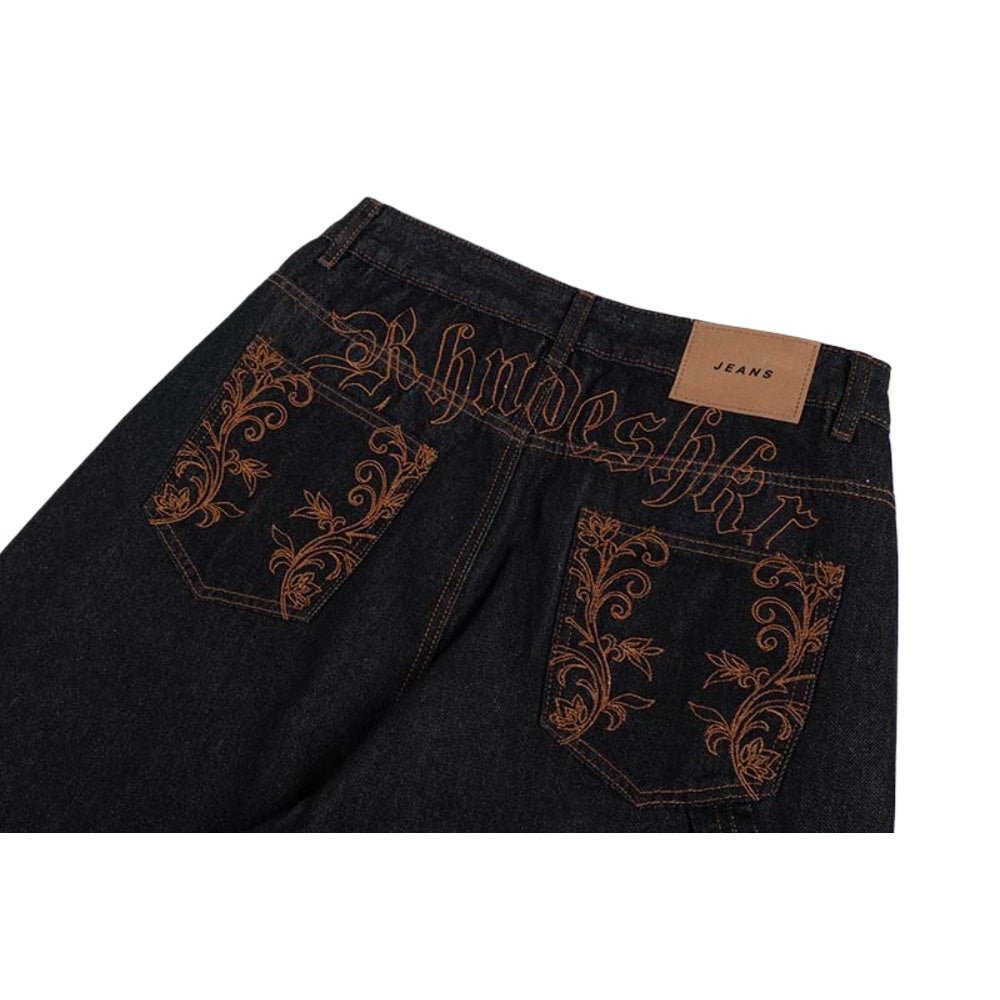 Vintage Embroidery Wide - Leg Jeans - Thrashink