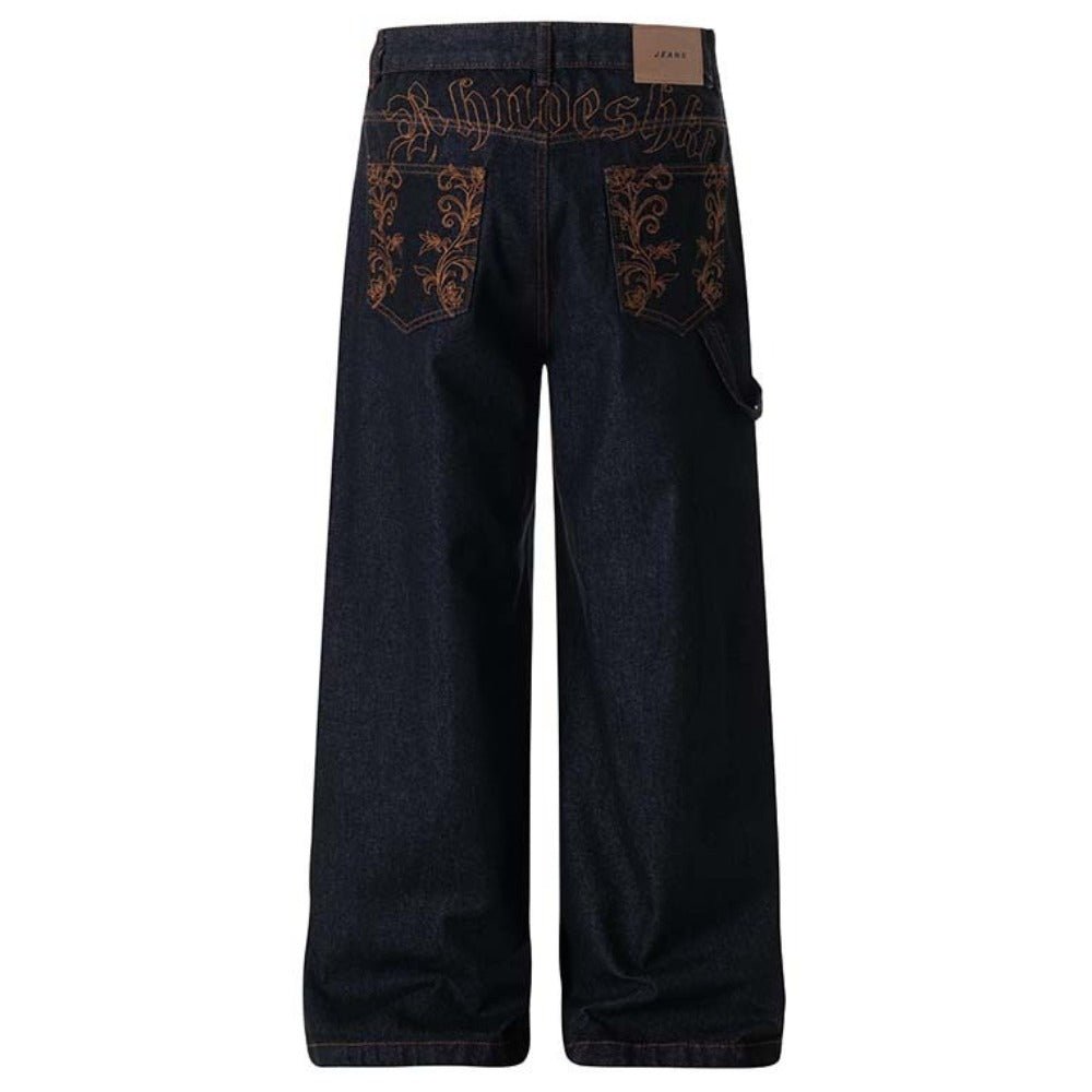Vintage Embroidery Wide - Leg Jeans - Thrashink