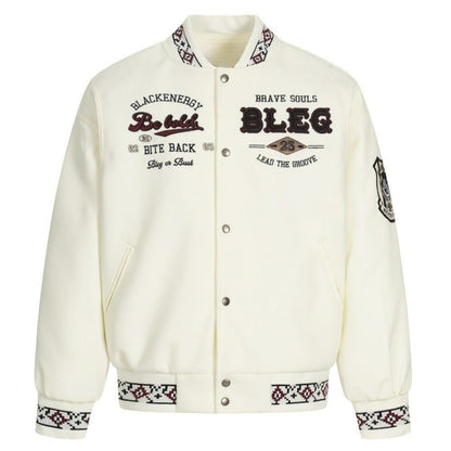 Vintage Heavy Embroidered Varsity Jacket - Thrashink