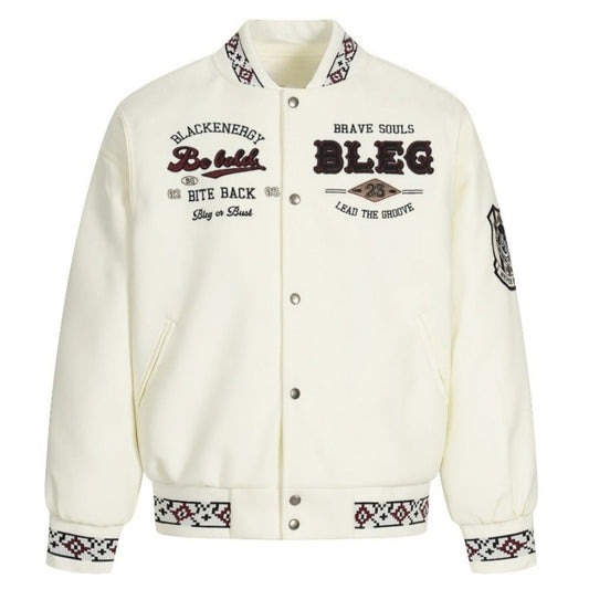 Vintage Heavy Embroidered Varsity Jacket - Thrashink