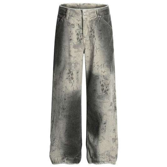 Vintage Marble Wash Wide - Leg Jeans - Thrashink