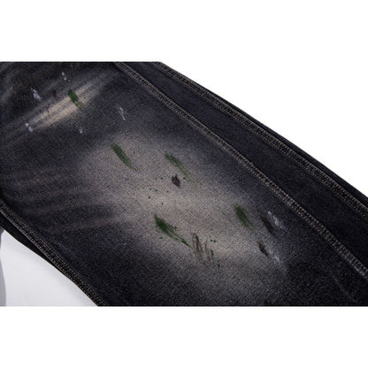 Vintage Splash Paint Wide - Leg Jeans - Thrashink