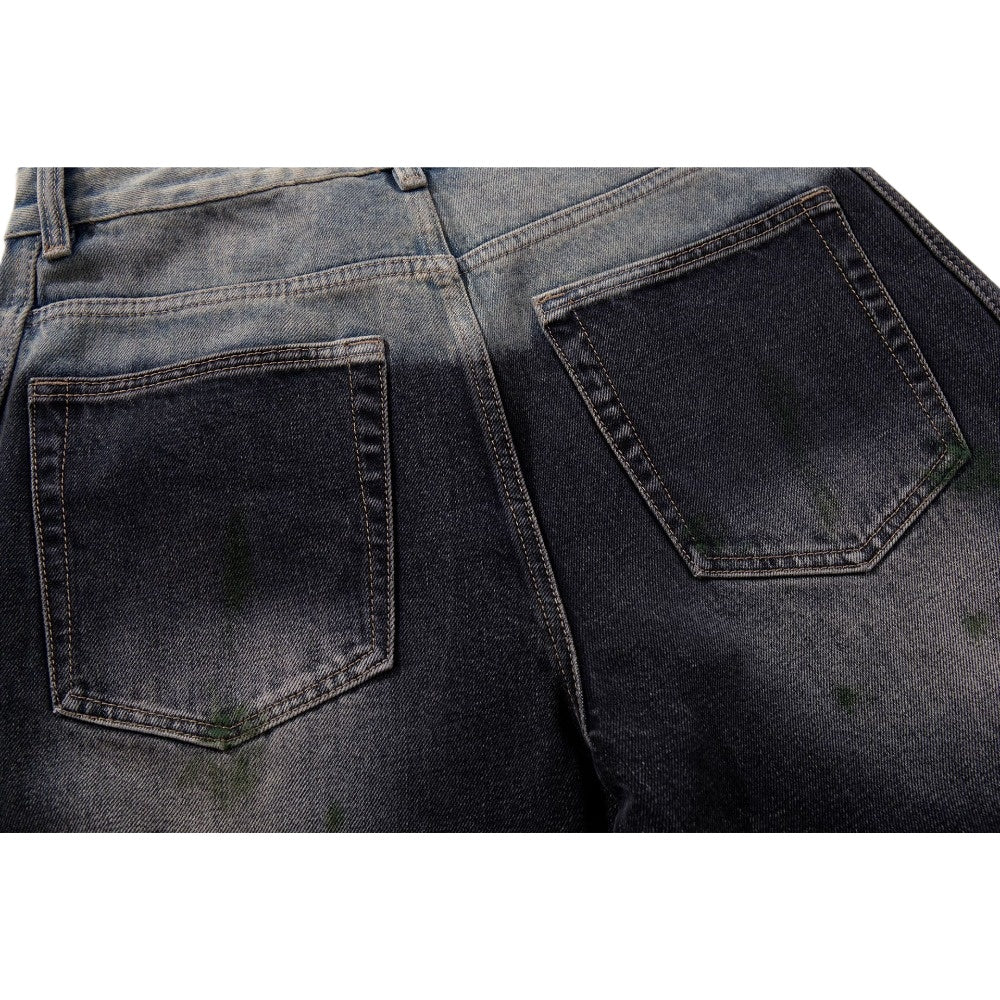 Vintage Splash Paint Wide - Leg Jeans - Thrashink