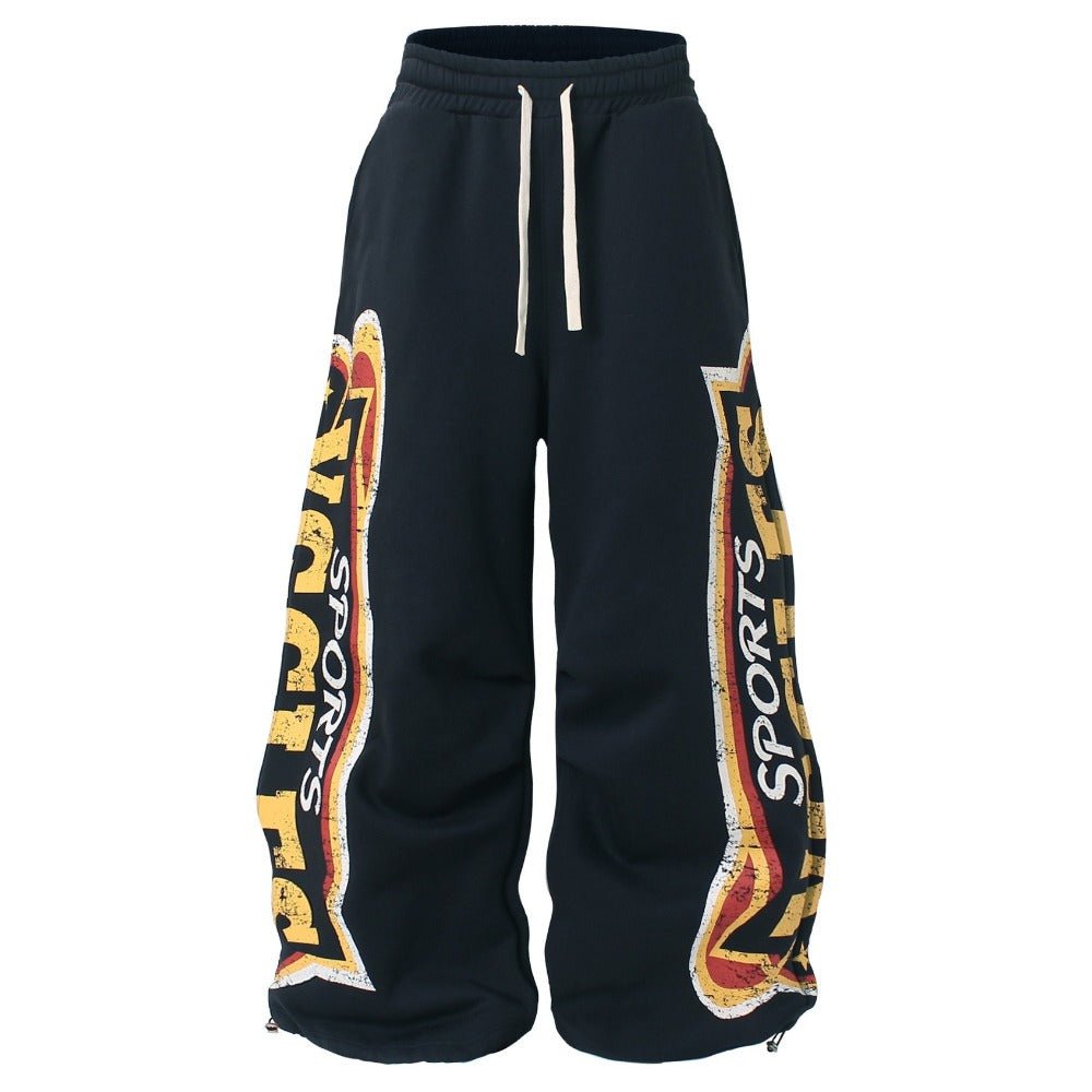 Vintage Sporty Graphic Drawstring Sweatpants - Thrashink