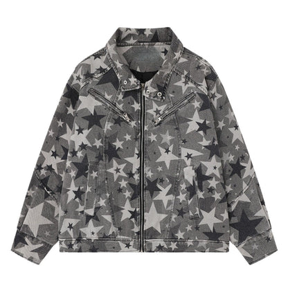 Vintage Star Printed Denim Jacket - Thrashink