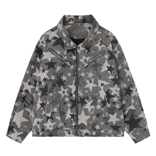 Vintage Star Printed Denim Jacket - Thrashink