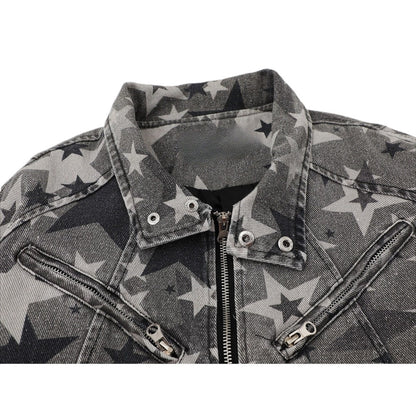 Vintage Star Printed Denim Jacket - Thrashink