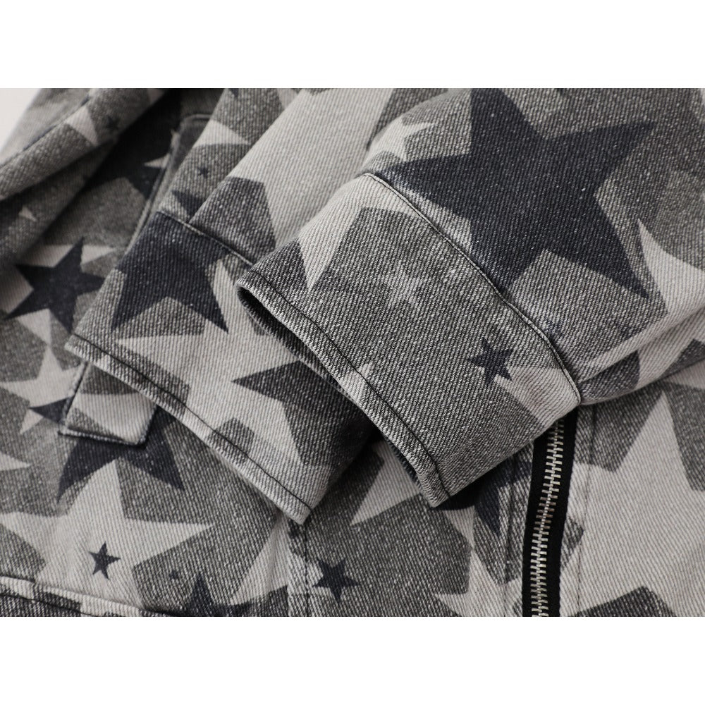Vintage Star Printed Denim Jacket - Thrashink