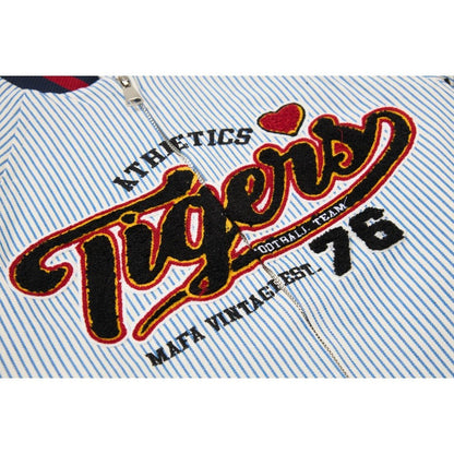 Vintage Striped Tigers Varsity Jacket - Thrashink