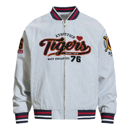 Vintage Striped Tigers Varsity Jacket - Thrashink