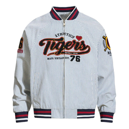 Vintage Striped Tigers Varsity Jacket - Thrashink