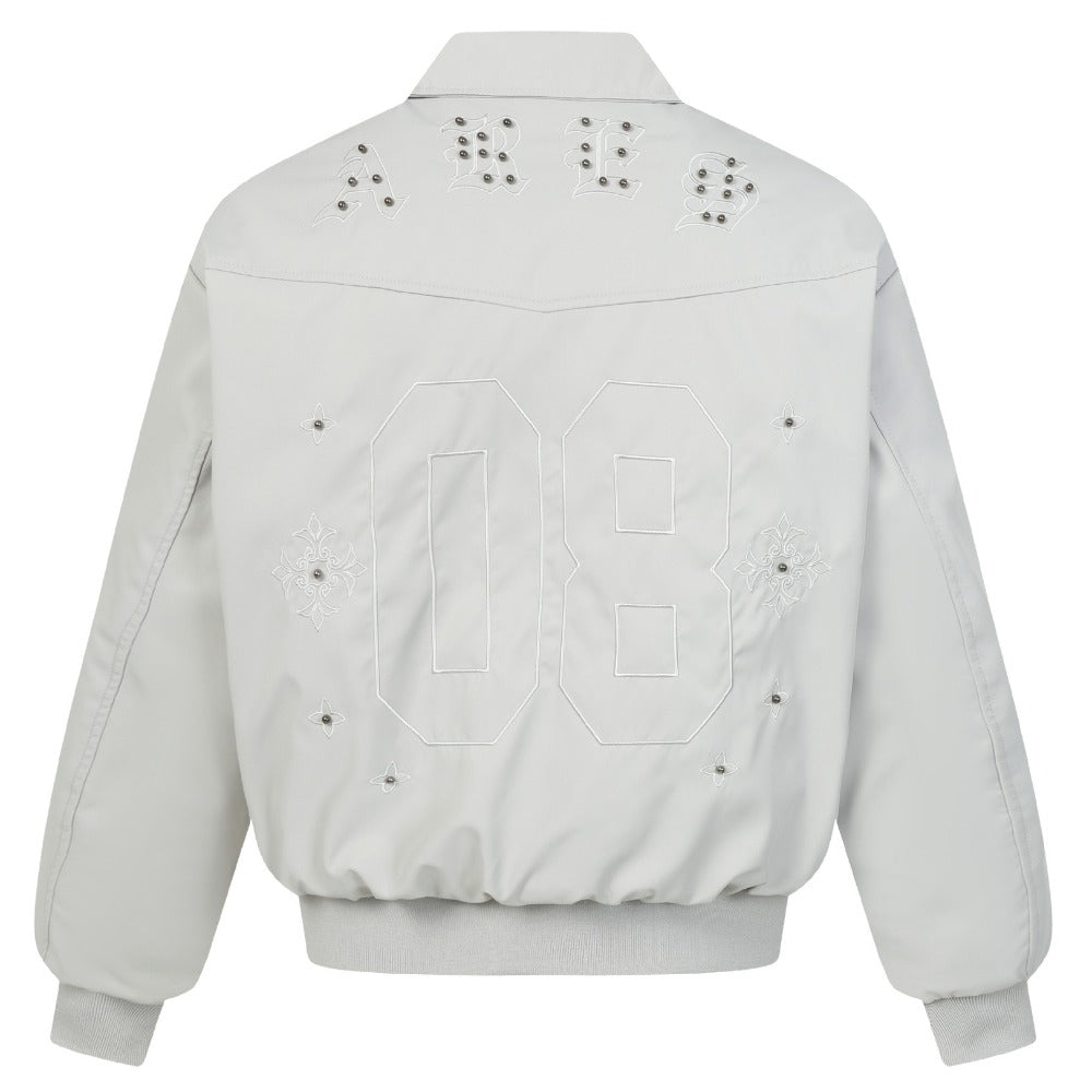 Vintage Studded Embroidered 08 Bomber Jacket - Thrashink