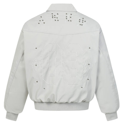 Vintage Studded Embroidered 08 Bomber Jacket - Thrashink