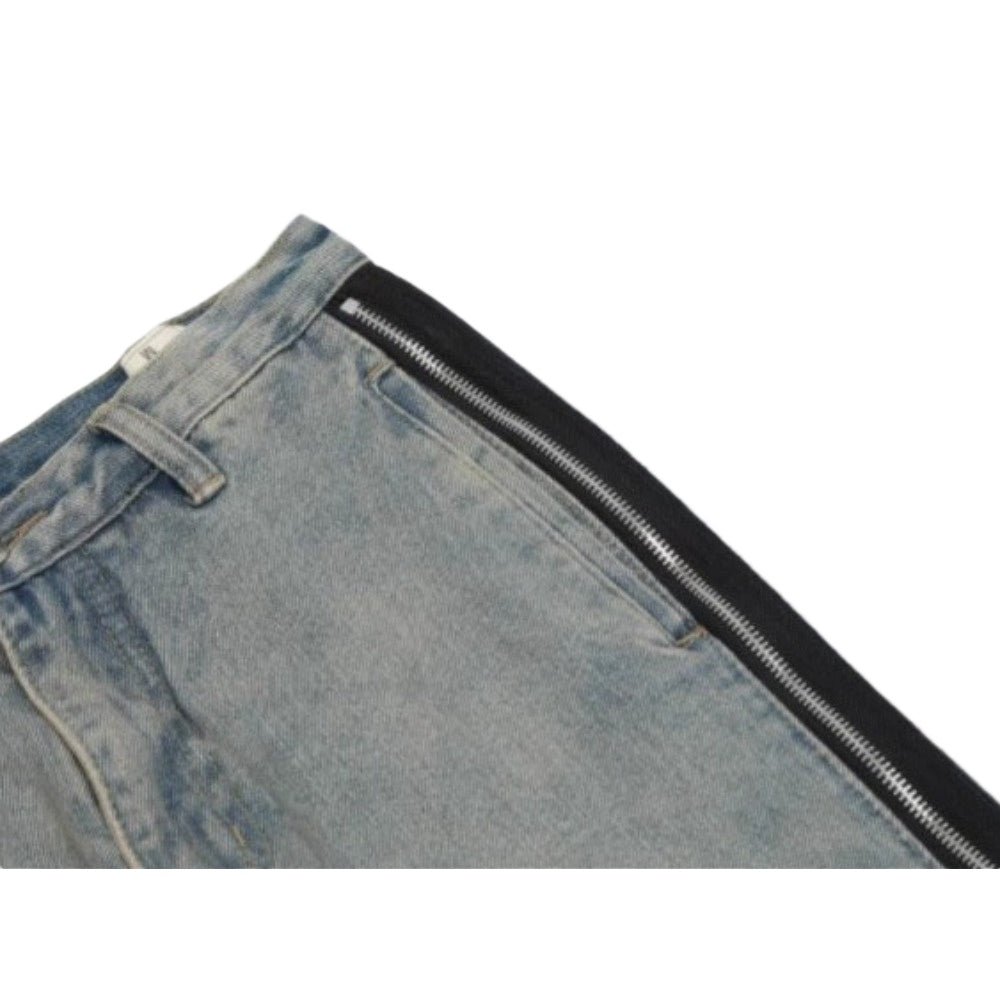 Vintage Wash Side - Zip Wide - Leg Jeans - Thrashink