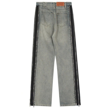 Vintage Wash Side - Zip Wide - Leg Jeans - Thrashink