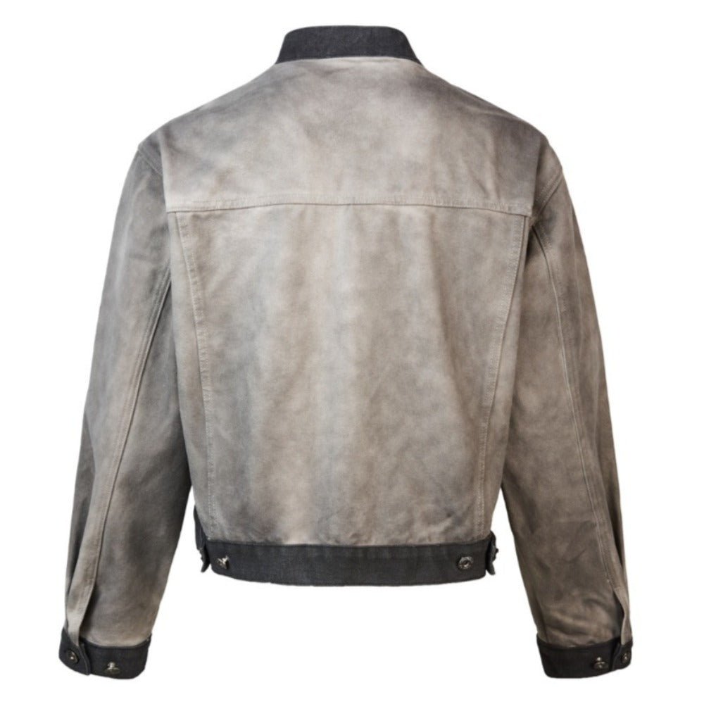 Vintage Washed Gradient Denim Jacket - Thrashink