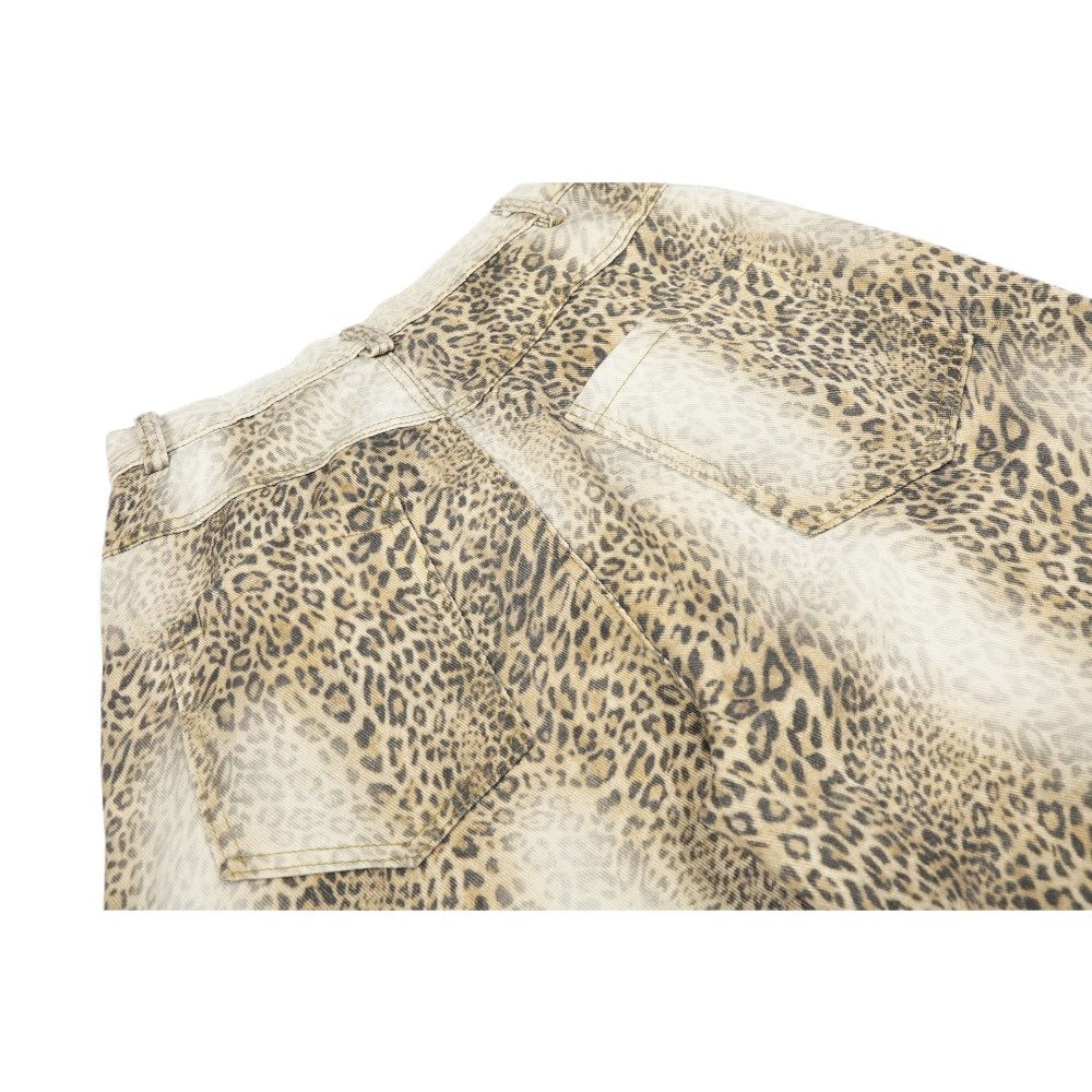 Vintage Washed Leopard Print Casual Pants - Thrashink