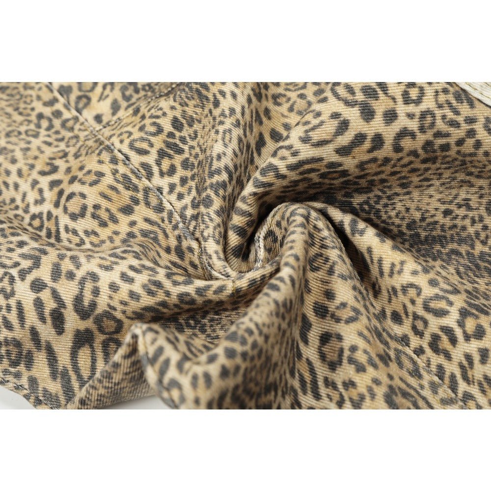 Vintage Washed Leopard Print Casual Pants - Thrashink