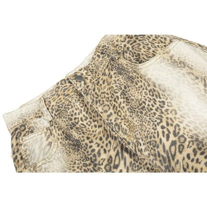 Vintage Washed Leopard Print Casual Pants - Thrashink